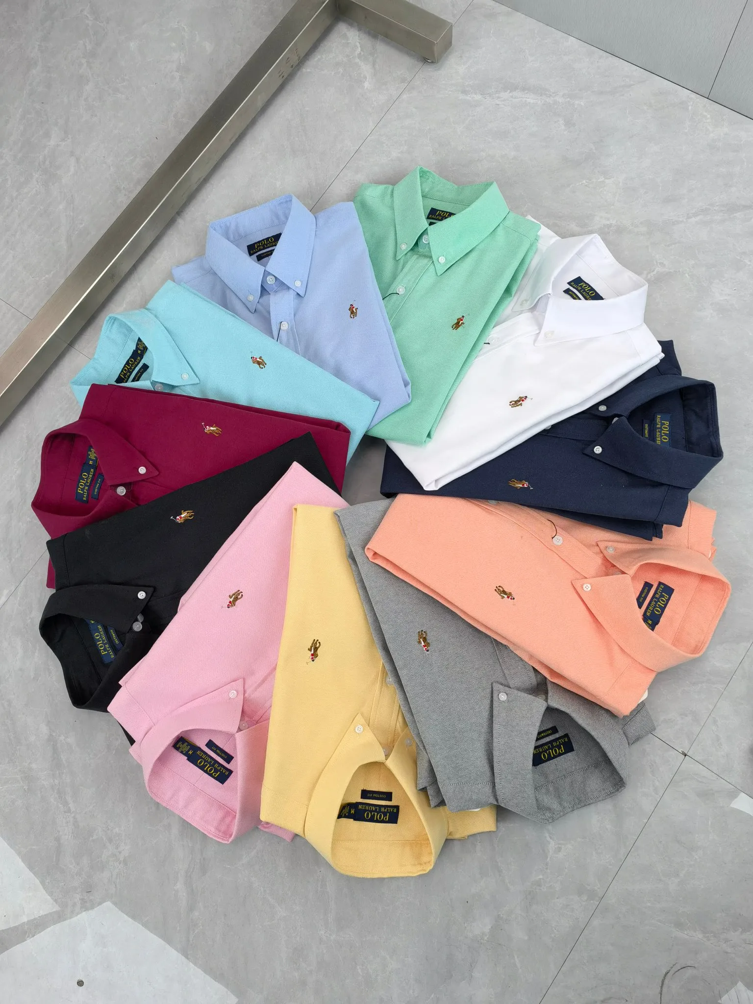 P210 🌸 (11 colors) Ralph Lauren polo long-sleeved classic popular shirt, collection picture➕detail picture❗Pure cotton Oxford fabric, the material is crisp and textured, not soft at all, and the upper body is stylish❗️❗️ Color: Picture color, Size: M---xxL